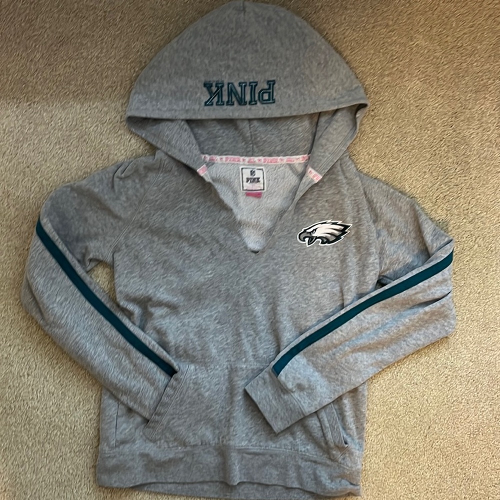 PINK Victoria’s Secret Grey NFL Philadelphia Eagles Sweatshirt with Hood